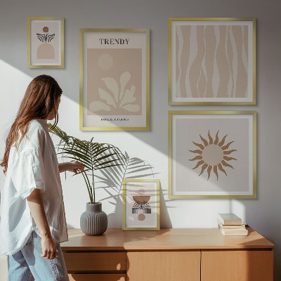 Set de 5 cuadros para salón Decoraciones abstractas con estilo