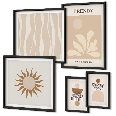 Set de 5 cuadros para salón Decoraciones abstractas con estilo