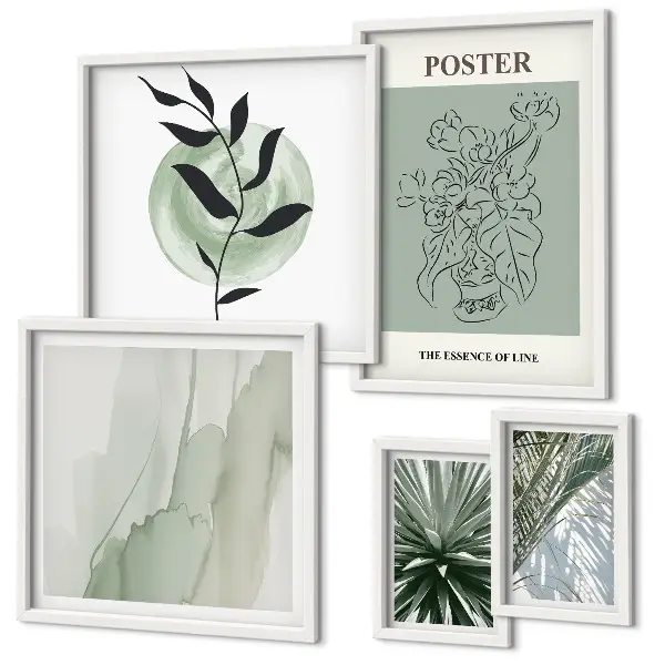 Set de 5 cuadros para salón con diseño de inspiraciones vegetales de la naturaleza
