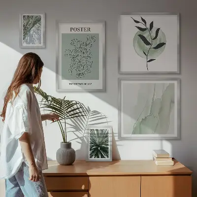Set de 5 cuadros para salón con diseño de inspiraciones vegetales de la naturaleza