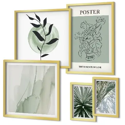 Set de 5 cuadros para salón con diseño de inspiraciones vegetales de la naturaleza
