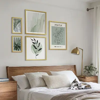Set de 5 cuadros para salón con diseño de inspiraciones vegetales de la naturaleza