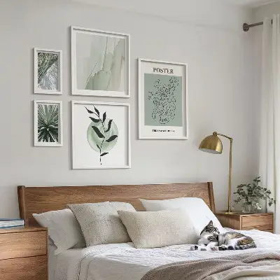 Set de 5 cuadros para salón con diseño de inspiraciones vegetales de la naturaleza