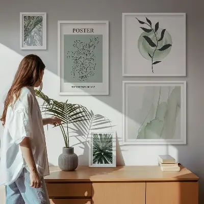 Set de 5 cuadros para salón con diseño de inspiraciones vegetales de la naturaleza