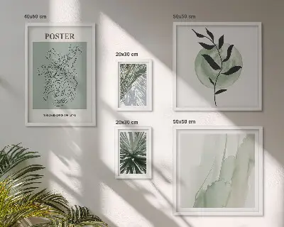 Set de 5 cuadros para salón con diseño de inspiraciones vegetales de la naturaleza