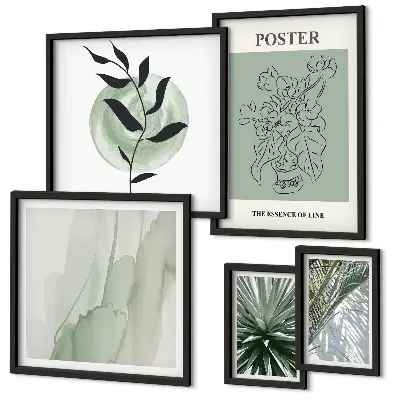 Set de 5 cuadros para salón con diseño de inspiraciones vegetales de la naturaleza