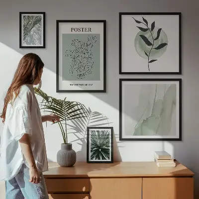 Set de 5 cuadros para salón con diseño de inspiraciones vegetales de la naturaleza