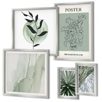 Set de 5 cuadros para salón con diseño de inspiraciones vegetales de la naturaleza