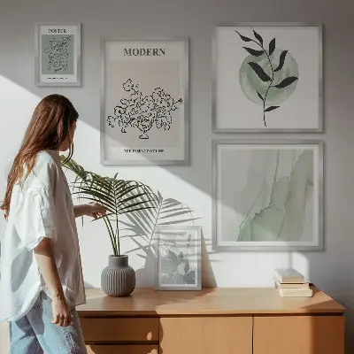 Decoración de pared para galería de arte estilo minimalista moderno