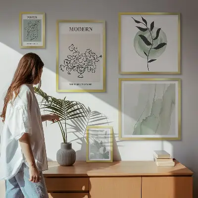 Decoración de pared para galería de arte estilo minimalista moderno