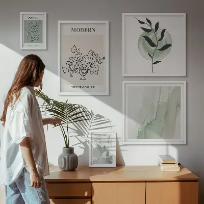 Decoración de pared para galería de arte estilo minimalista moderno