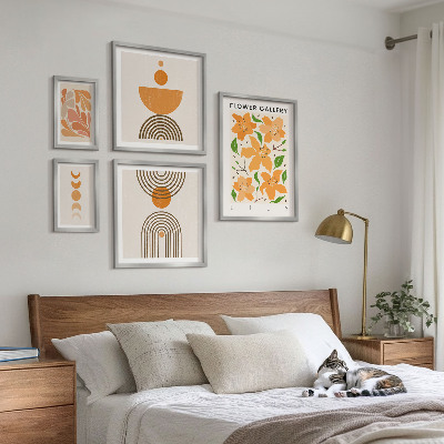 Conjunto de cuadros decorativos Flores y geometría con estilo