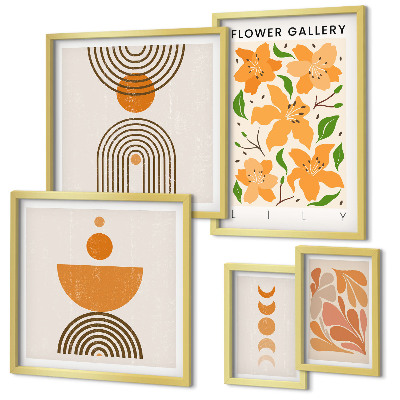 Conjunto de cuadros decorativos Flores y geometría con estilo