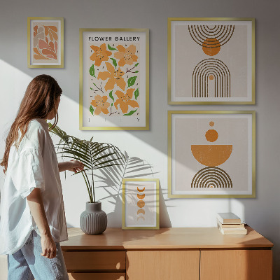 Conjunto de cuadros decorativos Flores y geometría con estilo