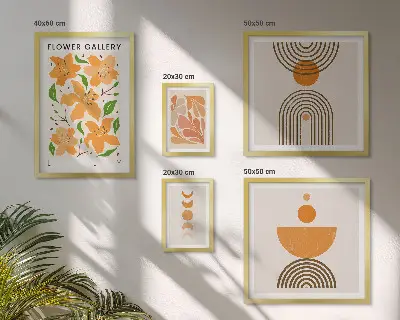 Conjunto de cuadros decorativos con diseño de flores y geometría