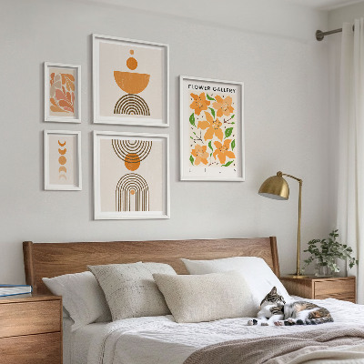 Conjunto de cuadros decorativos Flores y geometría con estilo