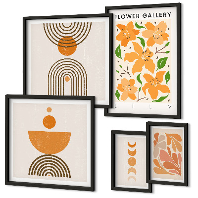 Conjunto de cuadros decorativos Flores y geometría con estilo