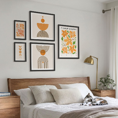 Conjunto de cuadros decorativos Flores y geometría con estilo