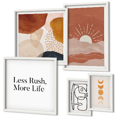 Set de 5 cuadros para salón Gráficos abstractos de sol con estilo