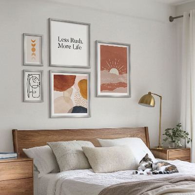 Set de 5 cuadros para salón Gráficos abstractos de sol con estilo