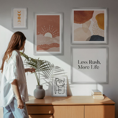 Set de 5 cuadros para salón Gráficos abstractos de sol con estilo