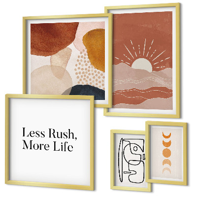 Set de 5 cuadros para salón Gráficos abstractos de sol con estilo