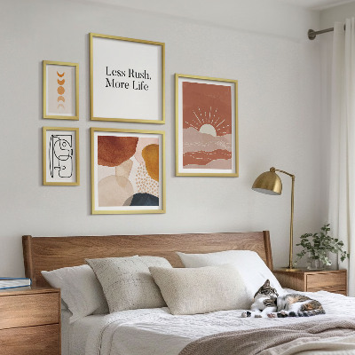 Set de 5 cuadros para salón Gráficos abstractos de sol con estilo