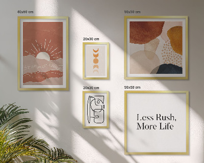 Set de 5 cuadros para salón Gráficos abstractos de sol con estilo