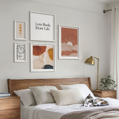 Set de 5 cuadros para salón Gráficos abstractos de sol con estilo