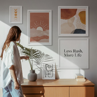 Set de 5 cuadros para salón Gráficos abstractos de sol con estilo