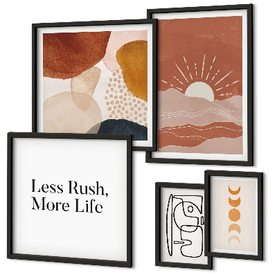 Set de 5 cuadros para salón Gráficos abstractos de sol con estilo