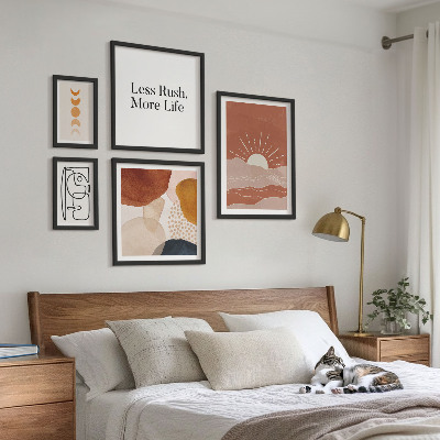 Set de 5 cuadros para salón Gráficos abstractos de sol con estilo