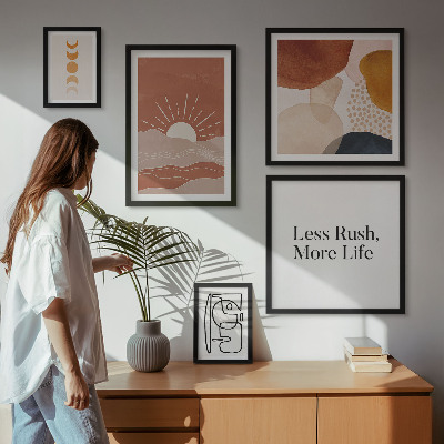 Set de 5 cuadros para salón Gráficos abstractos de sol con estilo