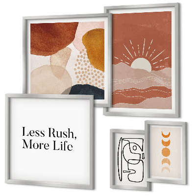 Set de 5 cuadros para salón Gráficos abstractos de sol con estilo