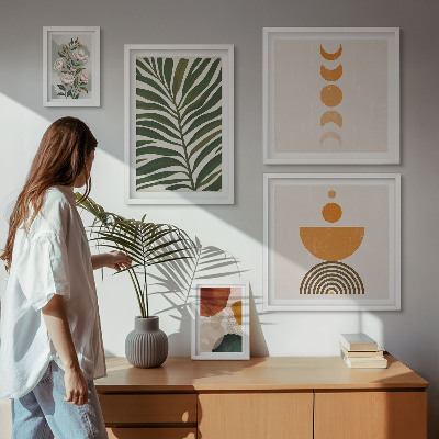 Pared galería de arte Patrones de plantas formas bohemias