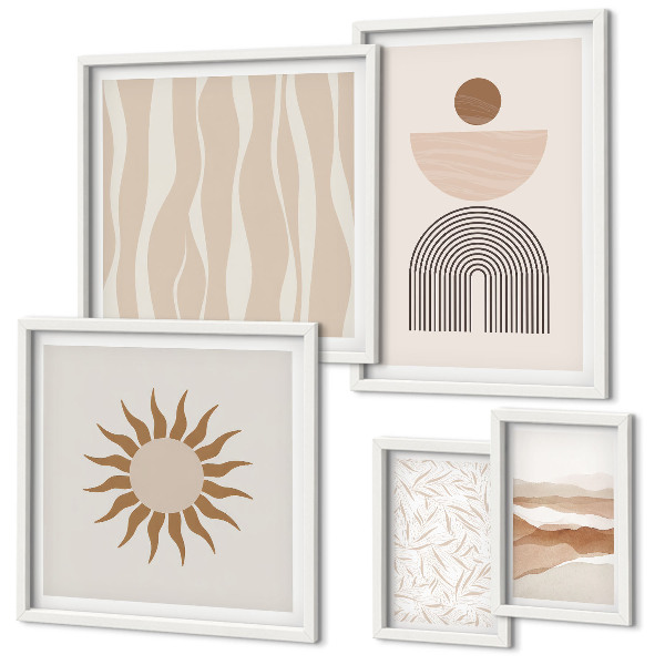 Set de 5 cuadros para salón Formas abstractas y elegantes de la naturaleza