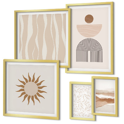 Set de 5 cuadros para salón Formas abstractas y elegantes de la naturaleza