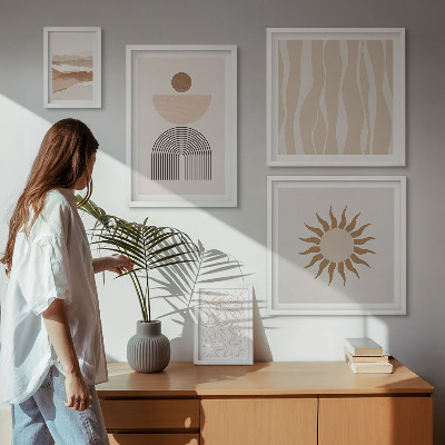 Set de 5 cuadros para salón Formas abstractas y elegantes de la naturaleza