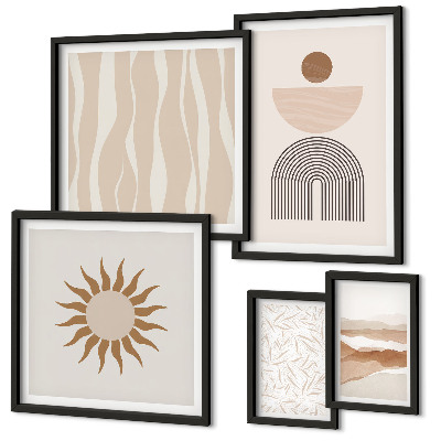 Set de 5 cuadros para salón Formas abstractas y elegantes de la naturaleza