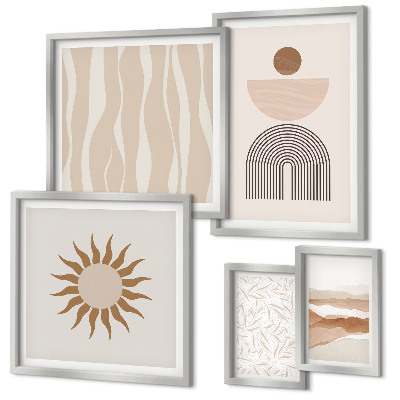 Set de 5 cuadros para salón Formas abstractas y elegantes de la naturaleza