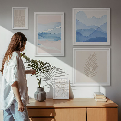 Pared galería de arte hojas de paisajes abstractos