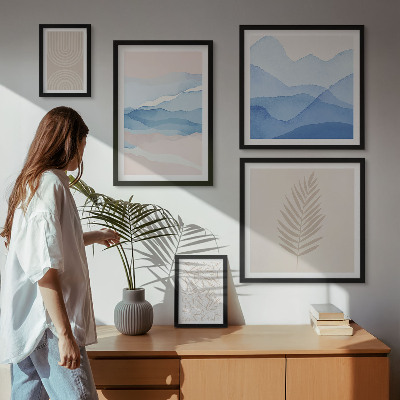 Pared galería de arte hojas de paisajes abstractos