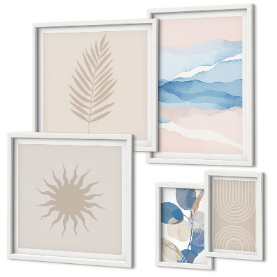 Conjunto de cuadros decorativos Ondas vegetales abstractas