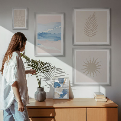 Conjunto de cuadros decorativos Ondas vegetales abstractas