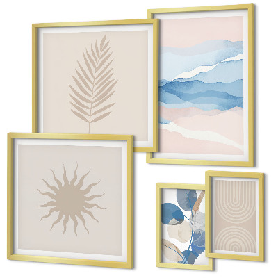 Conjunto de cuadros decorativos Ondas vegetales abstractas