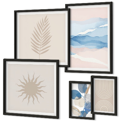 Conjunto de cuadros decorativos Ondas vegetales abstractas
