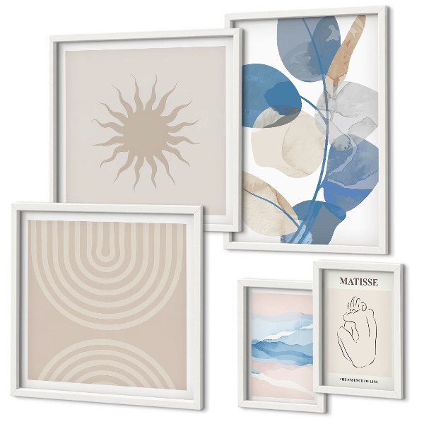 Set de 5 cuadros para salón Plantas abstractas con estilo