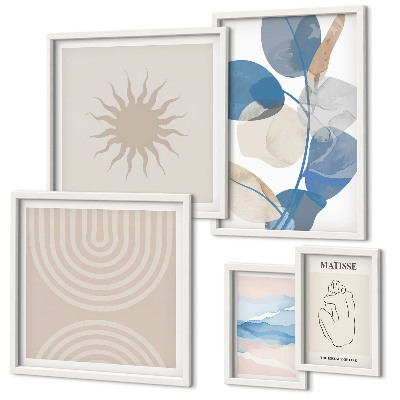 Set de 5 cuadros para salón Plantas abstractas con estilo