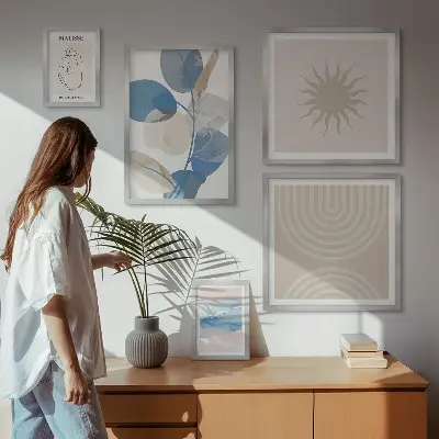 Set de 5 cuadros de plantas abstractas diseño decorativo para salón