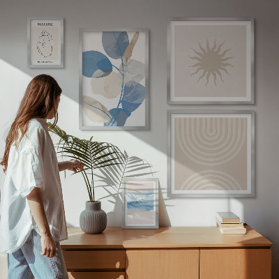 Set de 5 cuadros para salón Plantas abstractas con estilo